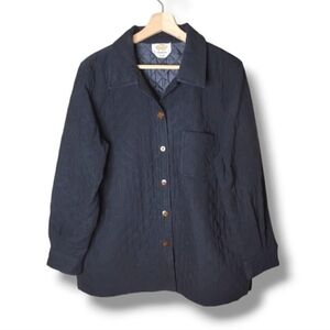 Talbots Petites Black Quilted Button Up Jacket Size LP Lined